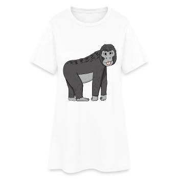 Gorilla - Frauen T-Shirt-Kleid - Weiß - Vorne