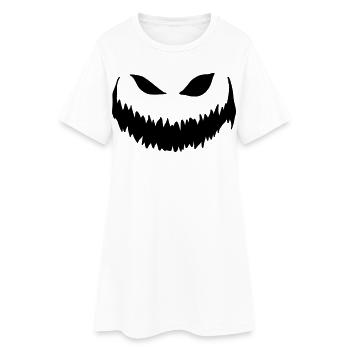 Halloween - Pumpkin Face - Women’s T-Shirt Dress - white - Front