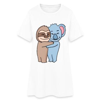 Sloth and koala cuddle cute animals - Women’s T-Shirt Dress - white - Front