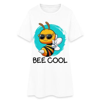 Sun Bee Peace Sign Bee Cool - Women’s T-Shirt Dress - white - Front