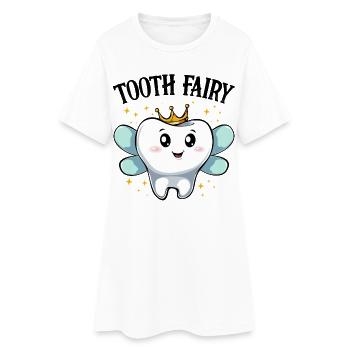 Royal Tooth with Wings Tooth Fairy - Women’s T-Shirt Dress - white - Front