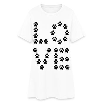 Paw Print Love – Minimal Dog & Pet Design - Frauen T-Shirt-Kleid - Weiß - Vorne