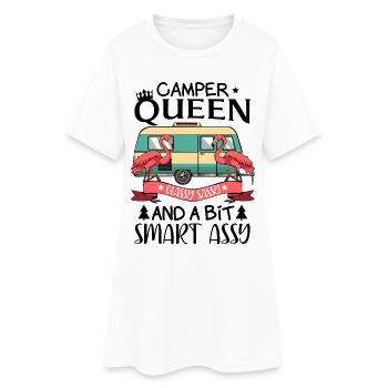 Flamingo Camper Flair - Frauen T-Shirt-Kleid - Weiß - Vorne