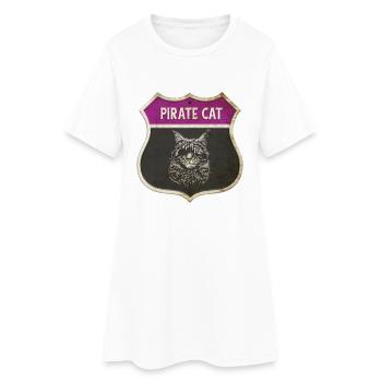 Motif écusson pirate de chat - Robe T-shirt Femme - blanc - Devant