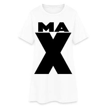 Max X – Minimal Name Design - Frauen T-Shirt-Kleid - Weiß - Vorne