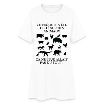 Ce produit a été testé sur des animaux - Robe T-shirt Femme - blanc - Devant