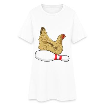 Huhn Bowling Pin - Frauen T-Shirt-Kleid - Weiß - Vorne