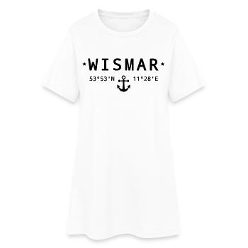 Wismar Koordinaten - Frauen T-Shirt-Kleid - Weiß - Vorne