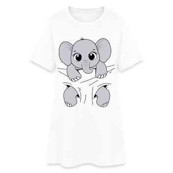 Bébé Éléphant Animal Drôle Porter Bébé Éléphant - Robe T-shirt Femme - blanc - Devant