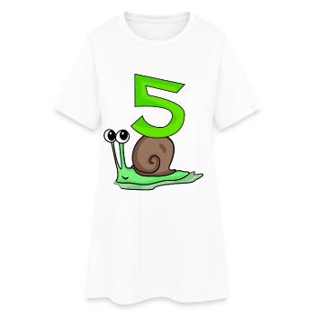 5 ans - 5ème anniversaire - motif escargot - Robe T-shirt Femme - blanc - Devant