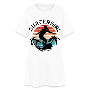 Surfer Girl Rétro - Robe T-shirt Femme - blanc - Devant