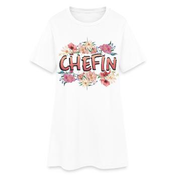 Chefin - Frauen T-Shirt-Kleid - Weiß - Vorne