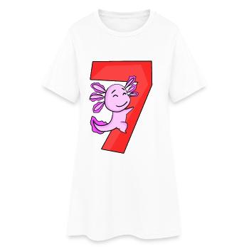 7 ans - 7ème anniversaire - Motif Axolotl - Robe T-shirt Femme - blanc - Devant