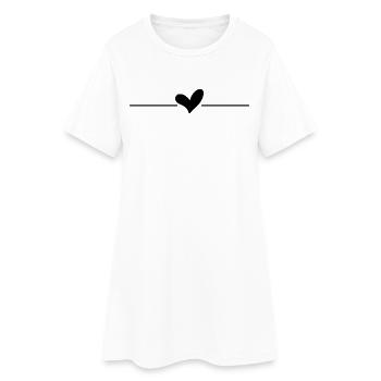 Herz Linie - Frauen T-Shirt-Kleid - Weiß - Vorne