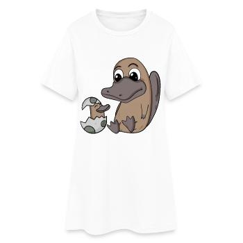 Maman ornithorynque avec bébé ornithorynque - Robe T-shirt Femme - blanc - Devant