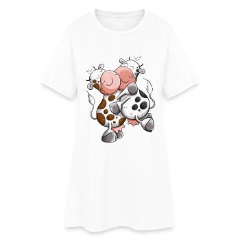 Kuschelnde Kühe I Kuh Kuhscheln - Frauen T-Shirt-Kleid - Weiß - Vorne