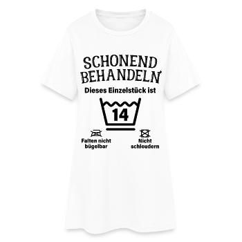 Schonend Behandeln 14. Geburtstag Einzelstück 14 - Frauen T-Shirt-Kleid - Weiß - Vorne