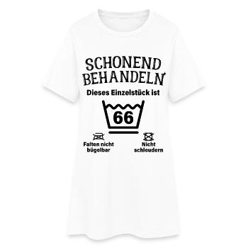 Schonend Behandeln 66. Geburtstag Einzelstück 66 - Frauen T-Shirt-Kleid - Weiß - Vorne
