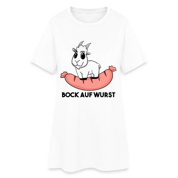 Bock auf Wurst - Ziege Ziegenbock - Frauen T-Shirt-Kleid - Weiß - Vorne