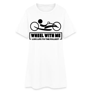 Roll mit mir mit meinem Rollstuhl-Handbike * - Frauen T-Shirt-Kleid - Weiß - Vorne