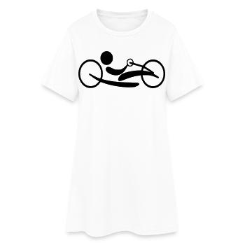 Legen Sie das Handbike an. Liegerad für Rollstuhlfahrer # - Frauen T-Shirt-Kleid - Weiß - Vorne