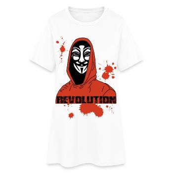 Anonymous und die Rote Revolution - Frauen T-Shirt-Kleid - Weiß - Vorne