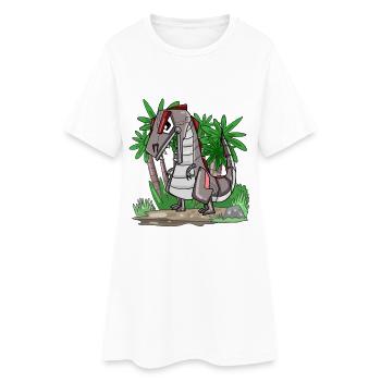 Robot dinosaure - Robe T-shirt Femme - blanc - Devant