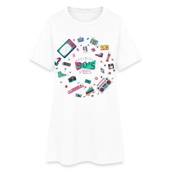 Ambiance nostalgique des années 90 - Robe T-shirt Femme - blanc - Devant