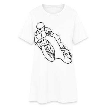 Wheelie à la course de moto - sombre - Robe T-shirt Femme - blanc - Devant
