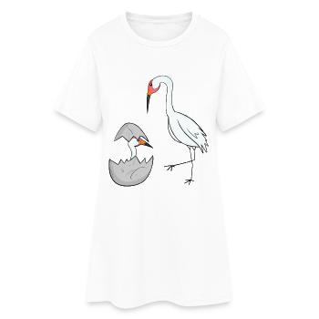 Grue avec grue pour bébé - Robe T-shirt Femme - blanc - Devant