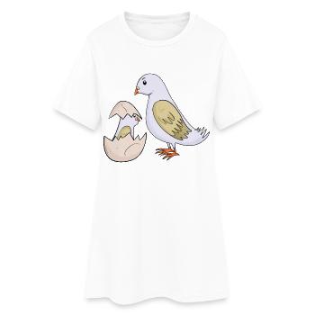 Pigeon avec bébé pigeon - Robe T-shirt Femme - blanc - Devant