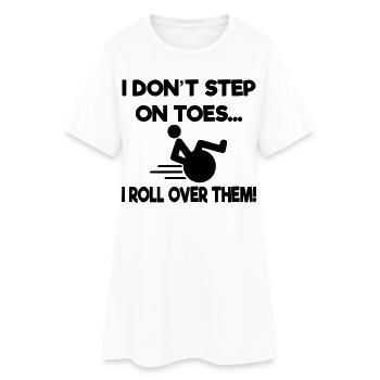Je ne me mets pas sur la pointe des pieds, je me retourne en fauteuil roulant* - Robe T-shirt Femme - blanc - Devant