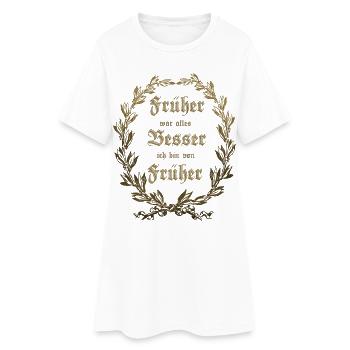 TOUT ÉTAIT MIEUX Laurel Wreath Gold - Robe T-shirt Femme - blanc - Devant
