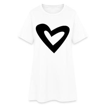 Herz - Frauen T-Shirt-Kleid - Weiß - Vorne