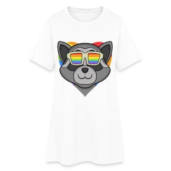 ANIMAL LGBT Raton laveur Rainbow Heart - Robe T-shirt Femme - blanc - Devant