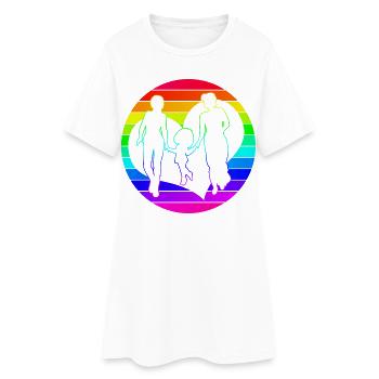 Maman et Maman Famille Arc-en-ciel Grand-mère et Grand-mère Coeur - Robe T-shirt Femme - blanc - Devant