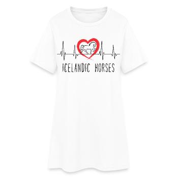 Chevaux islandais Déclaration Cœur Chevaux Amour - Robe T-shirt Femme - blanc - Devant