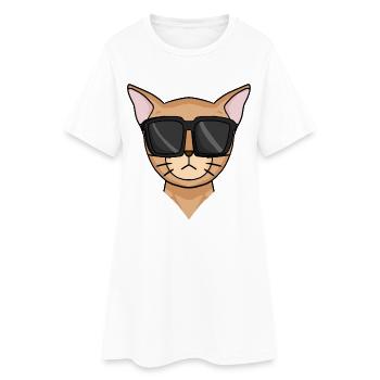 Chat abyssin avec lunettes de soleil - Robe T-shirt Femme - blanc - Devant