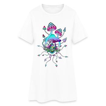 Zauberpilze Pilz Augen Kunst - Frauen T-Shirt-Kleid - Weiß - Vorne