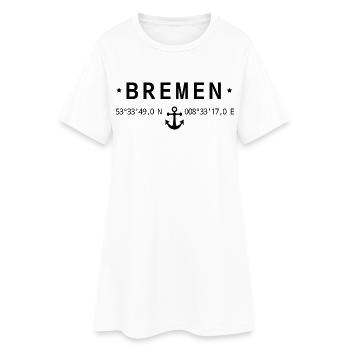 Bremen Koordinaten - Frauen T-Shirt-Kleid - Weiß - Vorne