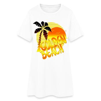 golden beach sun palm - Women’s T-Shirt Dress - white - Front