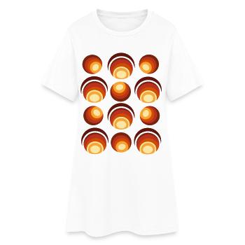 Motif de boule rétro des années 70 Orange Marron - Robe T-shirt Femme - blanc - Devant