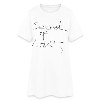 Secret of Love – Minimal Handwritten Text Design - Frauen T-Shirt-Kleid - Weiß - Vorne