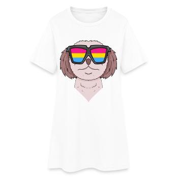 Pansexual Shih Tzu Dog - Chien avec lunettes - Robe T-shirt Femme - blanc - Devant