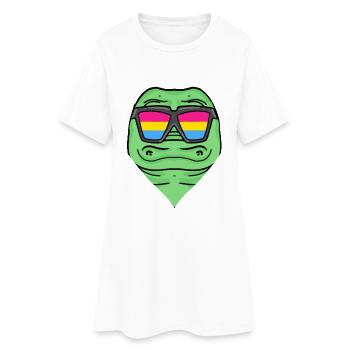 Crocodile pansexuel - Crocodile avec lunettes - Robe T-shirt Femme - blanc - Devant