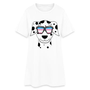 Chien dalmate transgenre - chien avec lunettes - Robe T-shirt Femme - blanc - Devant
