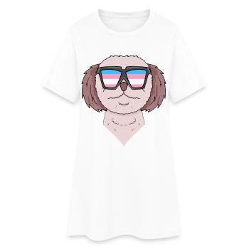 Chien Shih Tzu transgenre - Chien avec lunettes - Robe T-shirt Femme - blanc - Devant