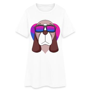 Bisexuel Basset Hound Dog - Chien avec lunettes - Robe T-shirt Femme - blanc - Devant