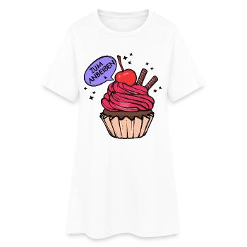 Nachspeise Naschen Süßigkeiten Cupcake Statement - Frauen T-Shirt-Kleid - Weiß - Vorne