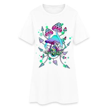 Champignons magiques Champignons psychédéliques néon - Robe T-shirt Femme - blanc - Devant
